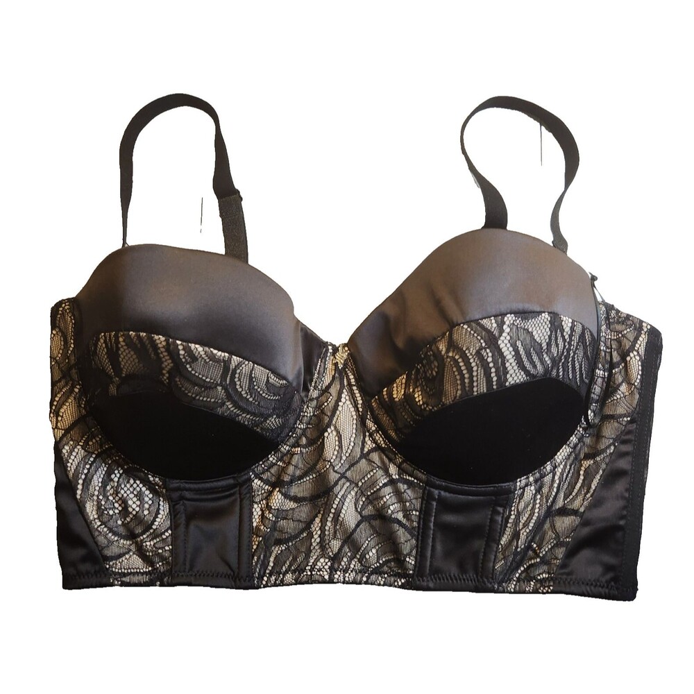 Kardashian Kollection Intimates Womens bra Black Lace Short Corset Bra Size 38D